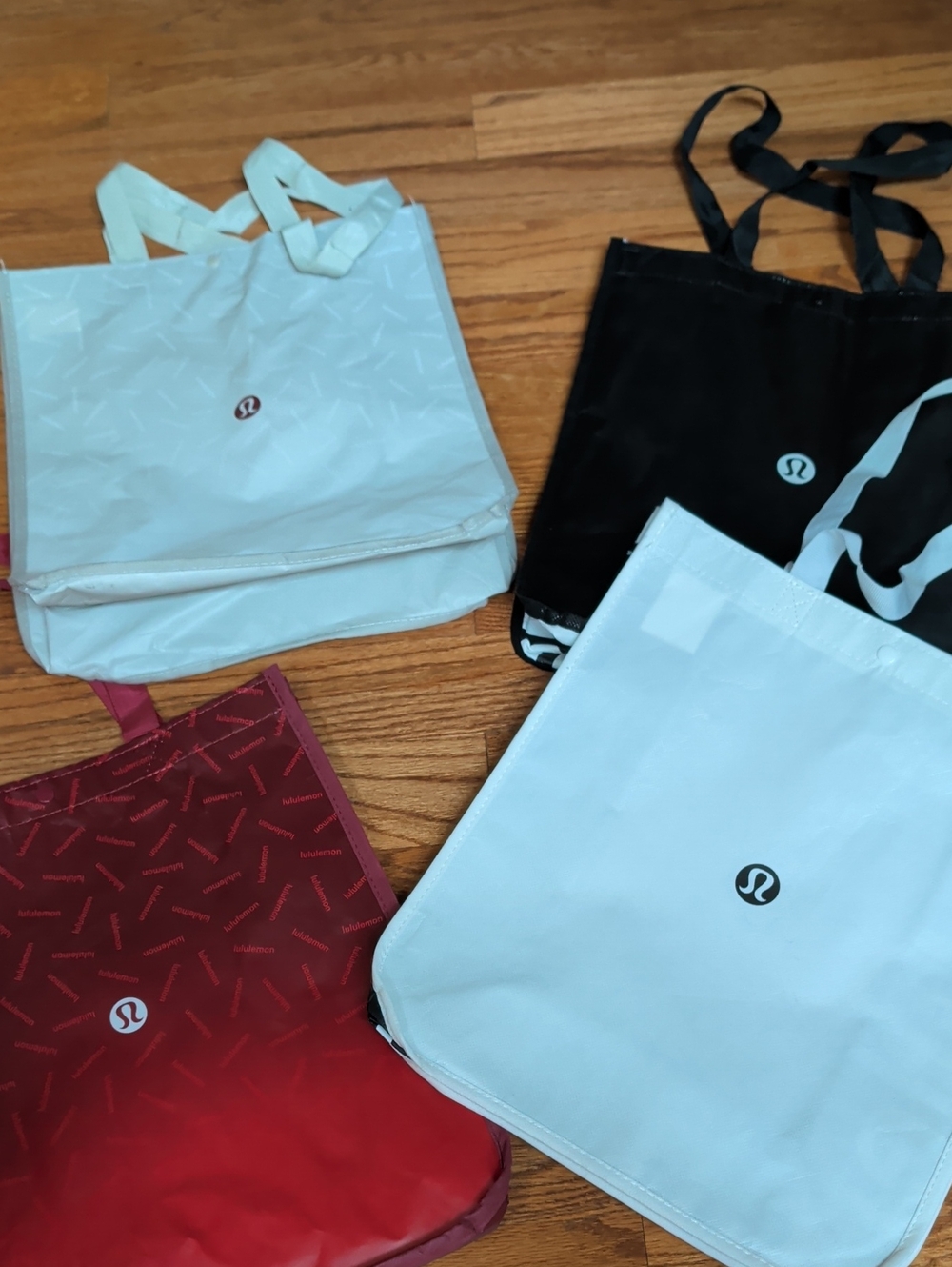 lululemon athletica White and Black Tote Bag Bundle - 4 Large Reusable Bags